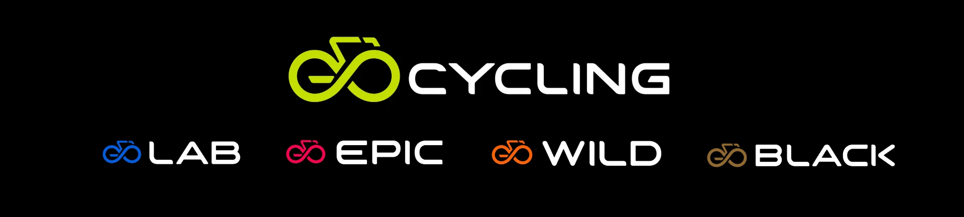 Lockups horizontales de Go Cycling y sus submarcas Lab, Epic, Wild y Black